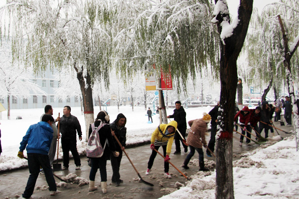 金沙威尼斯欢乐娱人城学生积极开展义务劳动清扫积雪